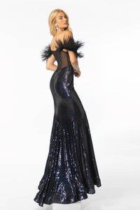 Ava Presley - Off-the-shoulder Gown With Feather Accents