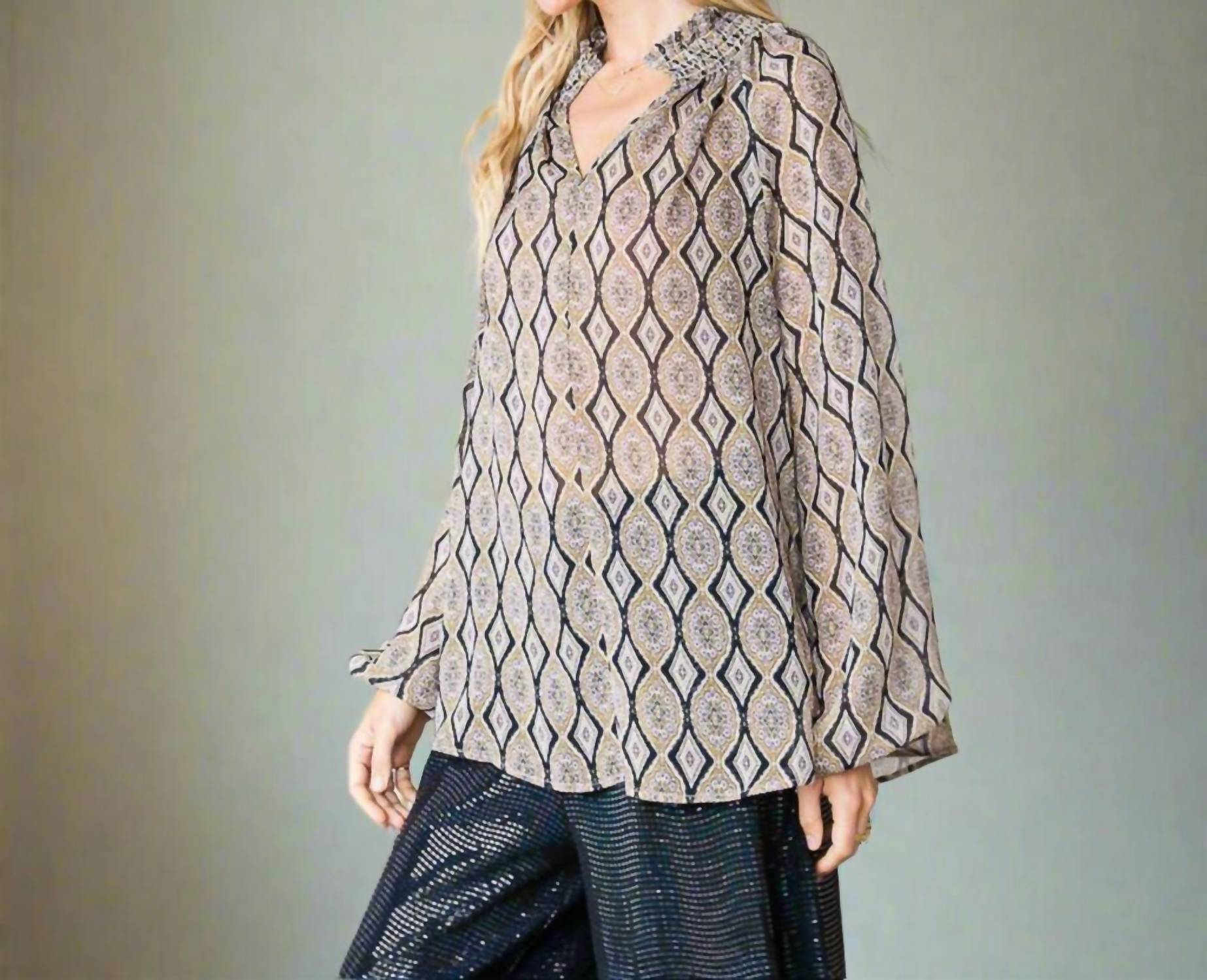 Bucketlist - Smoked Semi Sheer Blouse