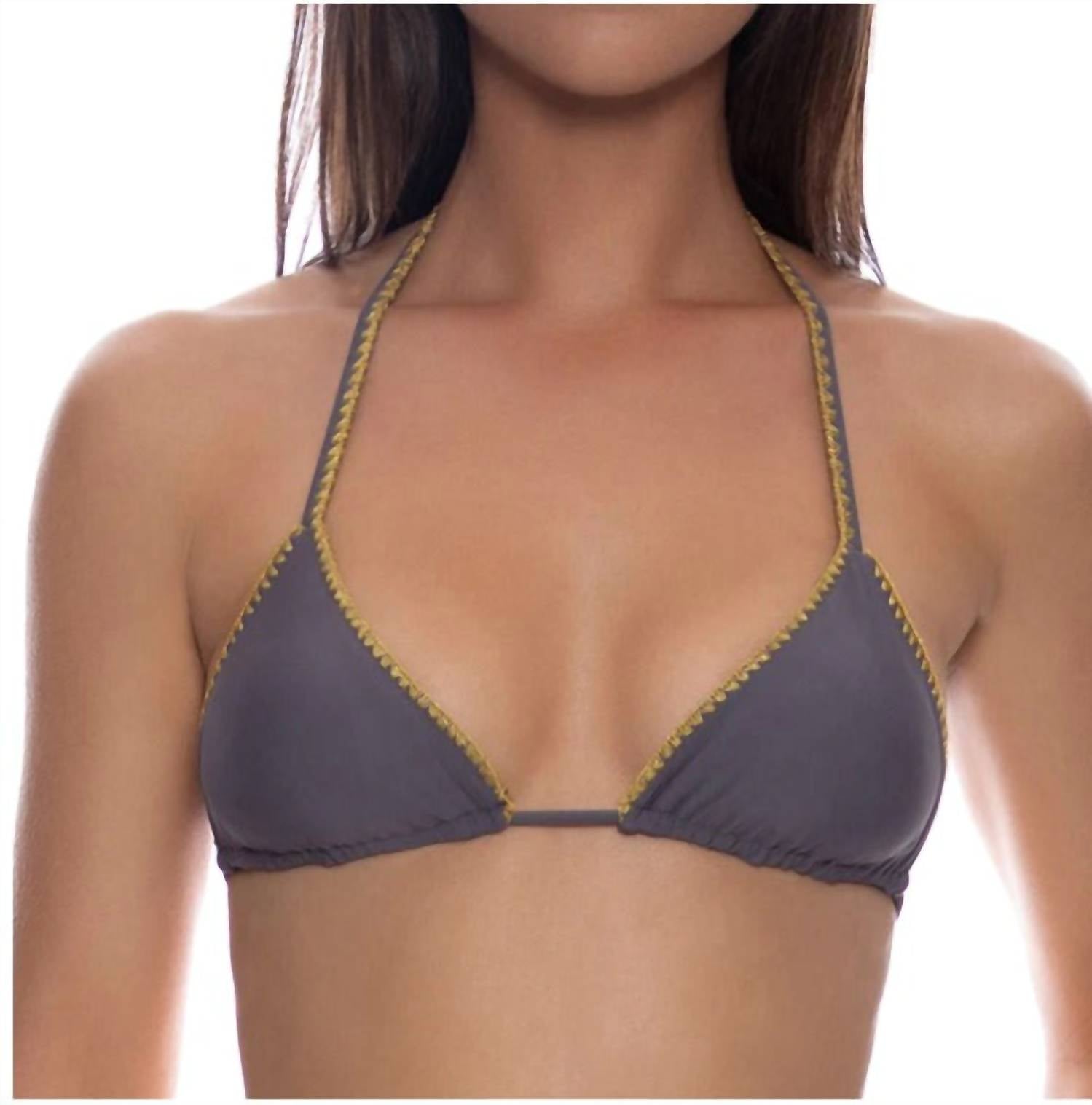 Luli Fama Luxe Stitch Seamless Triangle Bikini Top in piedra gris - women's swimwear - view 4