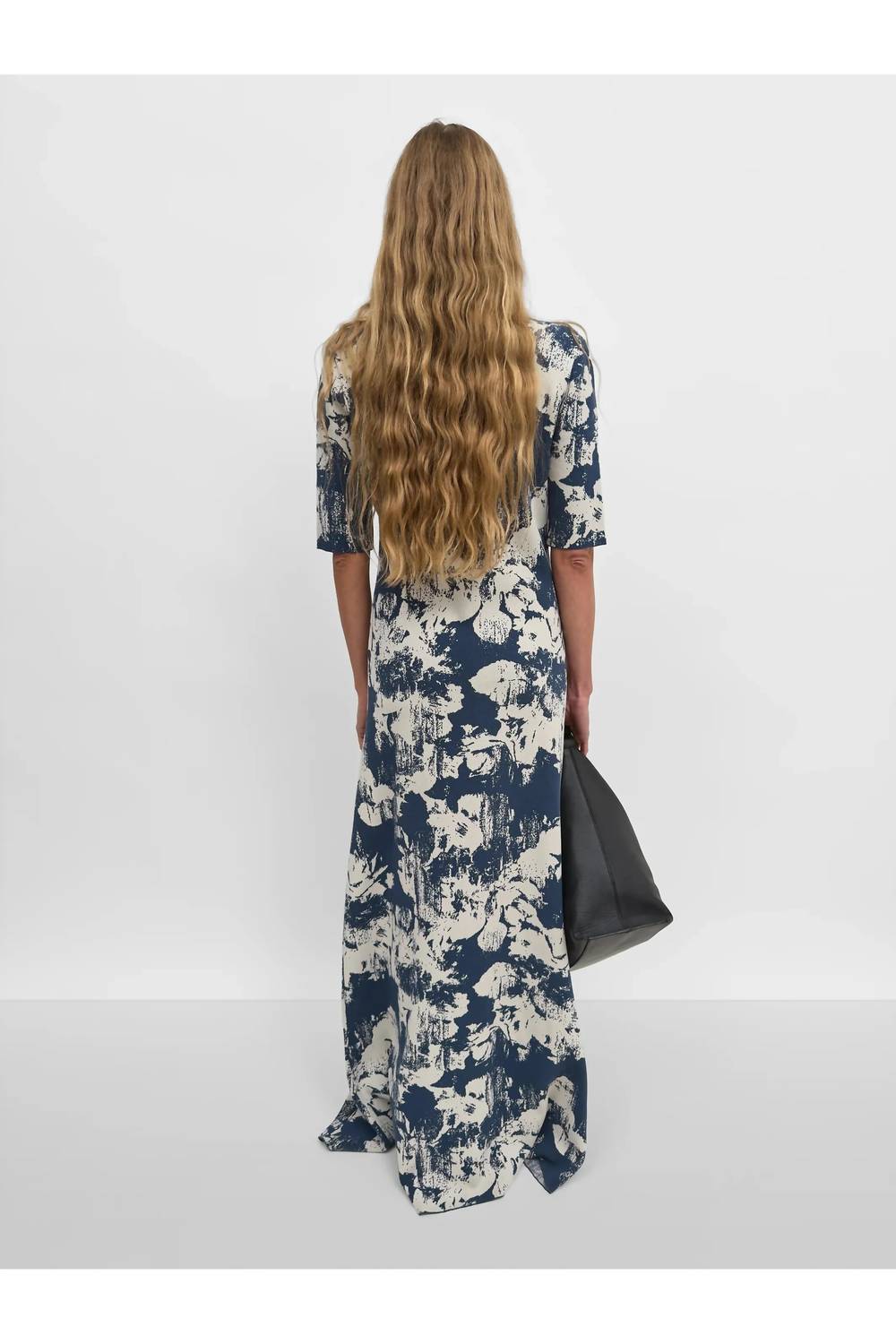 Rodebjer Clover Denim Flower Dress in navy sand - women's dress - detail view