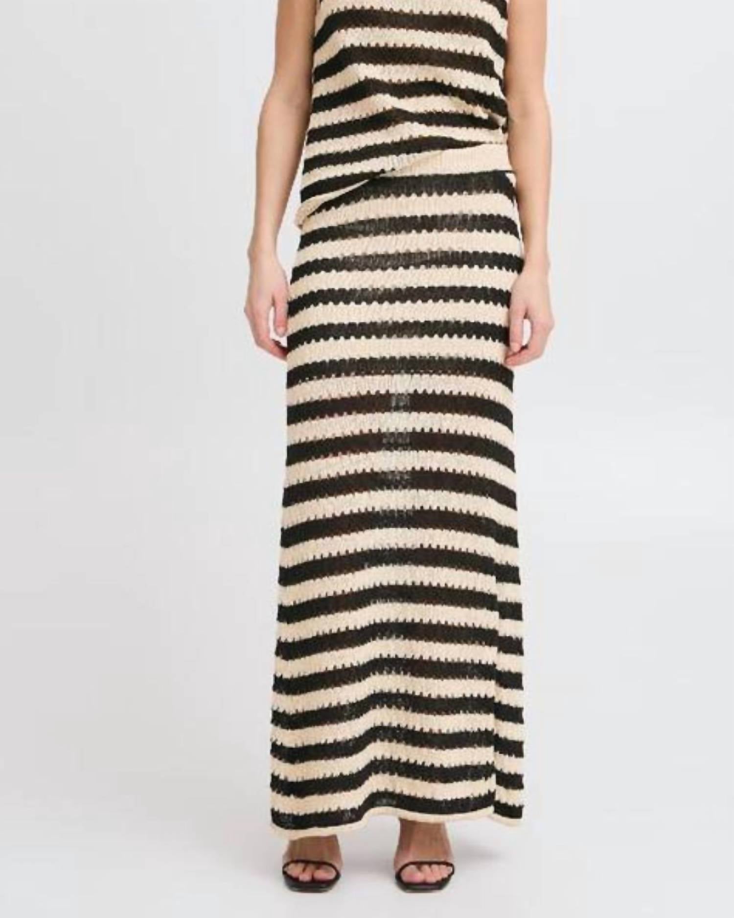 Ichi - Birdis Stripe Knit Maxi Skirt