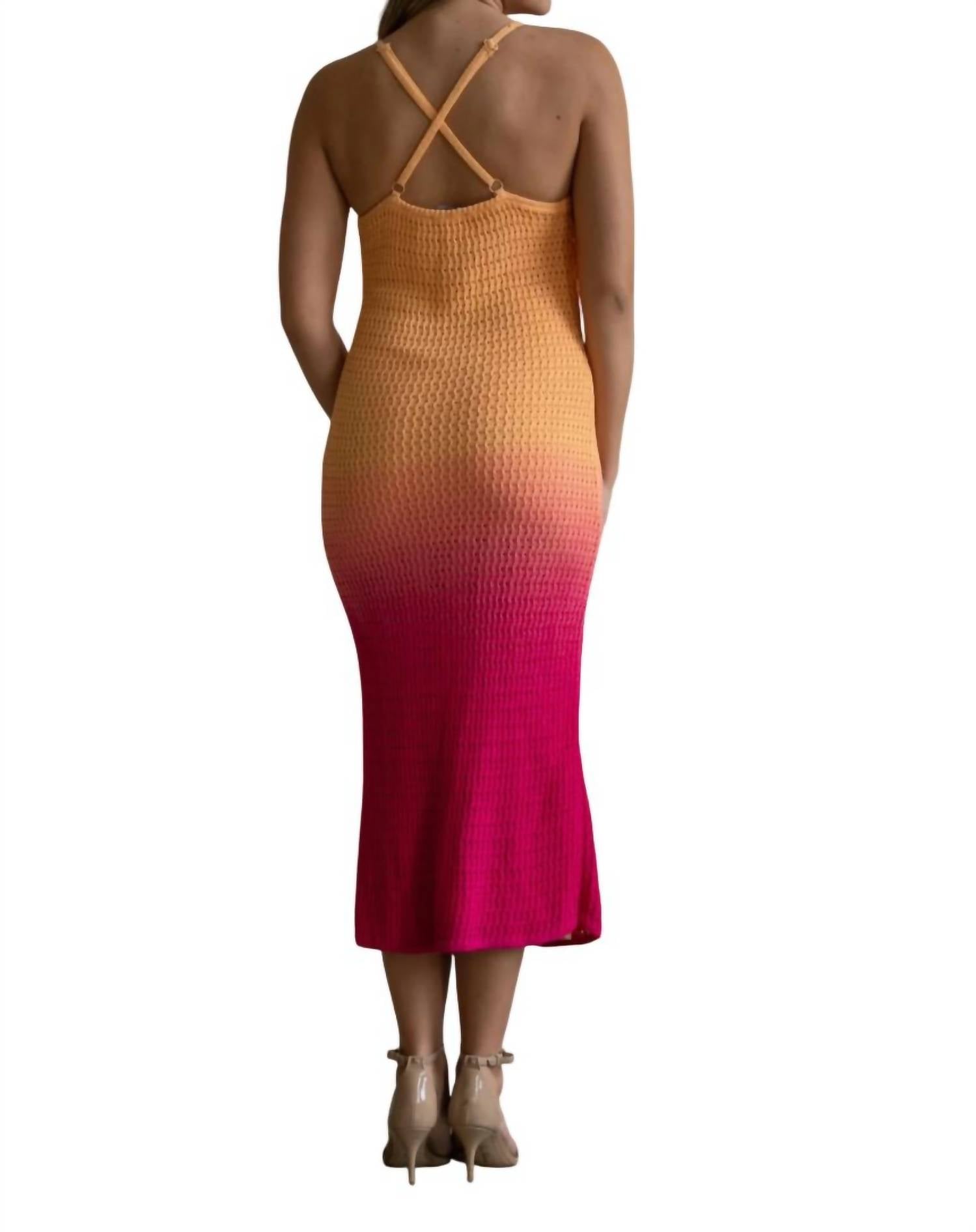 Lulus - Lorient Orange & Pink Knit Maxi Dress
