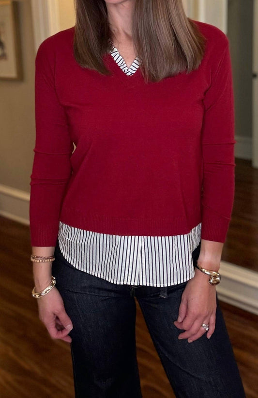 Multiples - Long Sleeve Sweater With Ruffled Layer