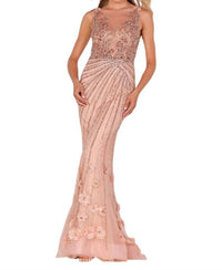 Terani Couture - SLEEVELESS FLORAL LACE GOWN
