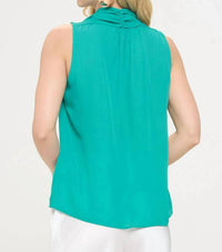 Renee C - Solid V Neck Top With Drape Neckline
