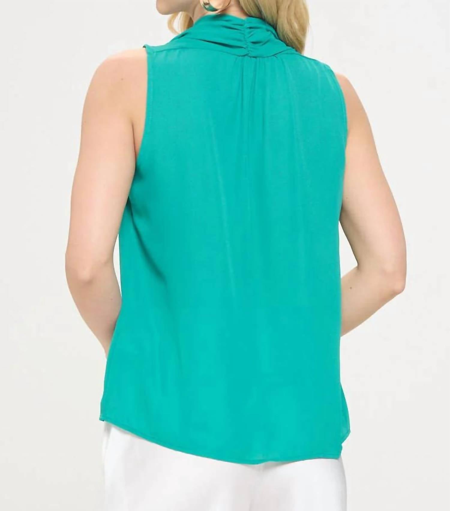 Renee C - Solid V Neck Top With Drape Neckline