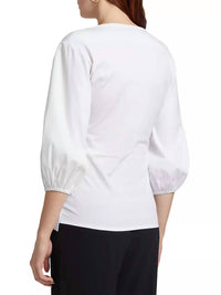 CHIARA BONI Elizee Rosette-waist Faux-wrap Top in white - women's blouse - alternate view