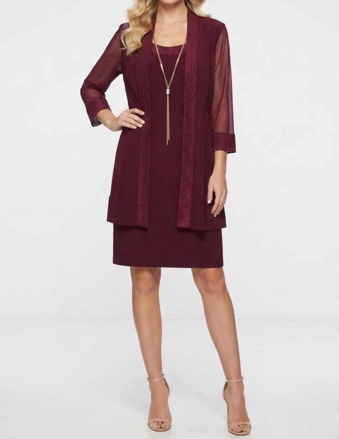 R&M Richards - Women's Two Piece Short Evening Jacket Dress
