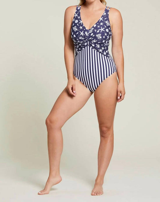 Tribal - Oceana Navy Sea Print One Piece Swimsuit