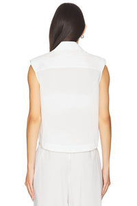 SIMKHAI Winslow Cropped Shirt in white - women's shirt - alternate view