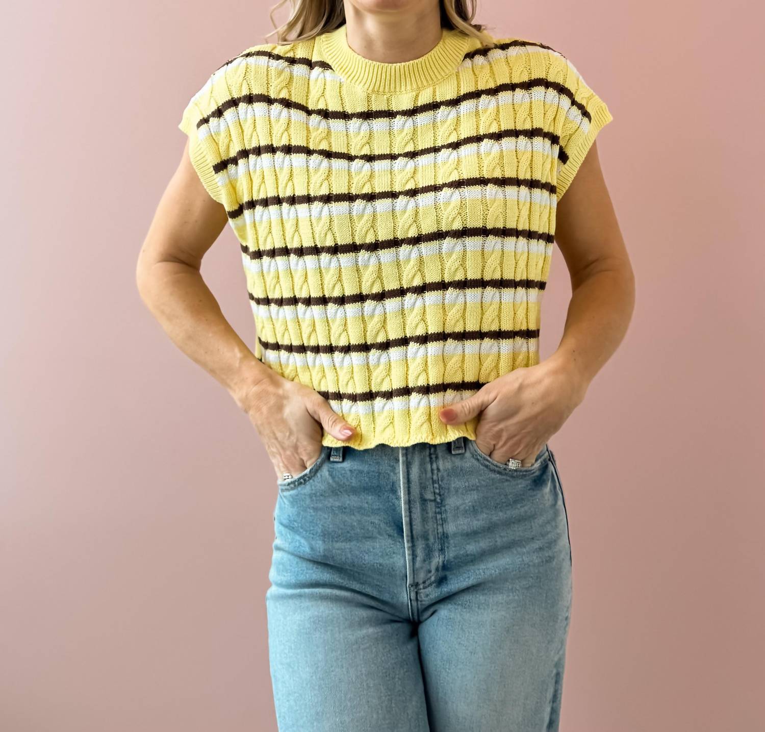 OLIVACEOUS Laci Sweater Top in yellow - women's sweater