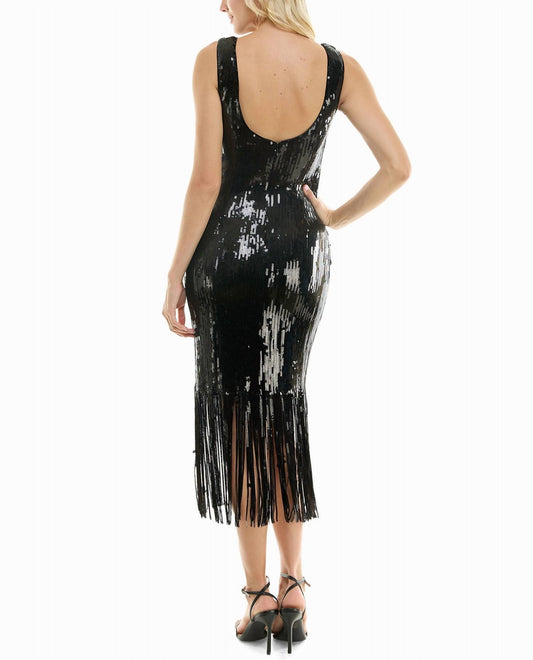 Nicole Miller - Scarlett Sequin Fringed Sheath Dress