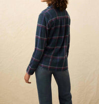 Faherty Legend Sweater Shirt in northern lights plaid - women's shirt - detail view