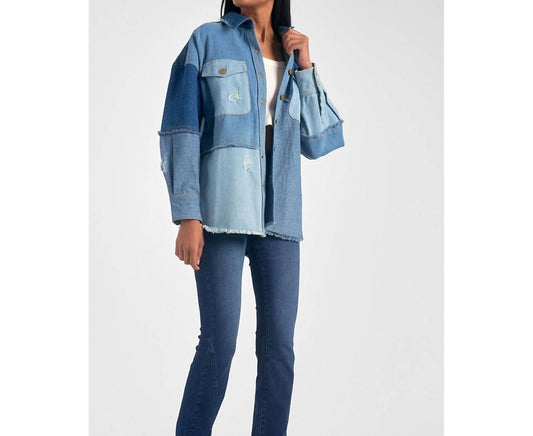 Elan - Patchwork Long Sleeve Denim Jacket