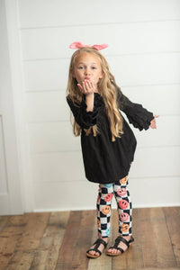 Adorable Sweetness - Girl's Smiley Face Ruffle Top Leggings Set