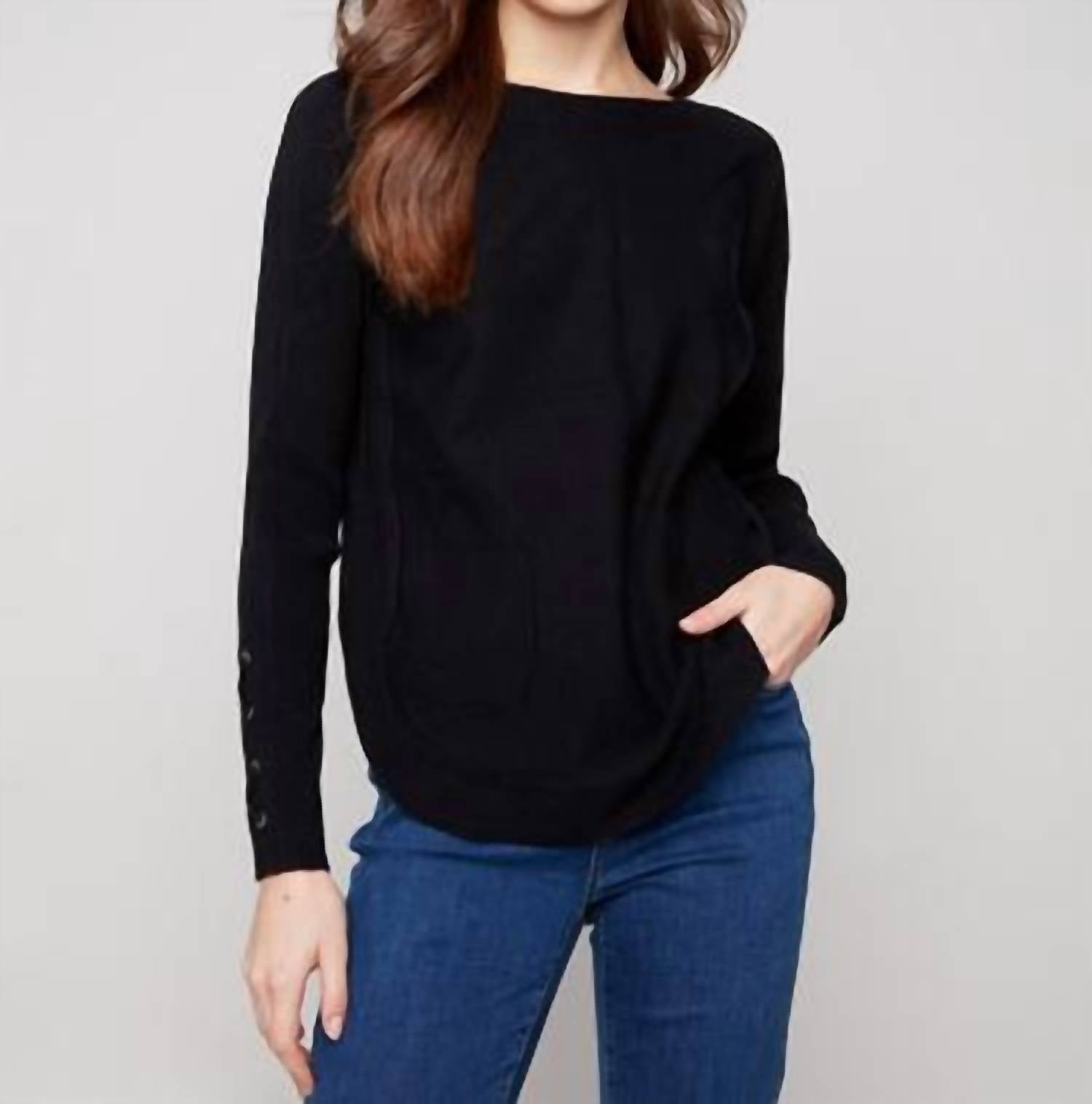 Charlie B - Knit Sweater With Lace Up Cuffs