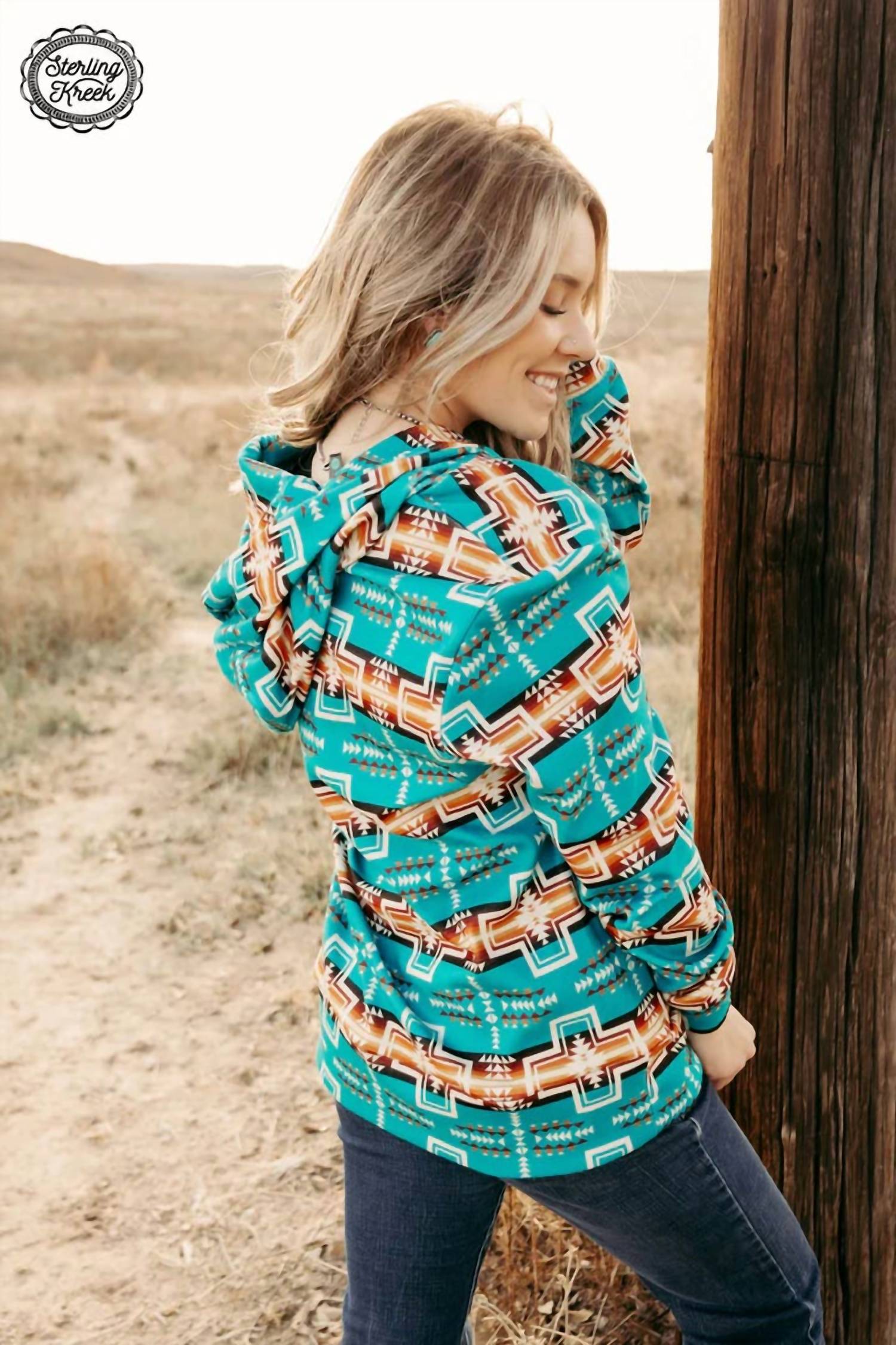 Sterling Kreek - Barton Creek Aztec Print Zip-up Hoodie