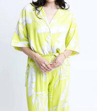 Karlie - Palm Leaf Smock Waist Pants