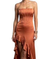 Amanda Uprichard Francesca Maxi Dress in orange - women's dress - detail view