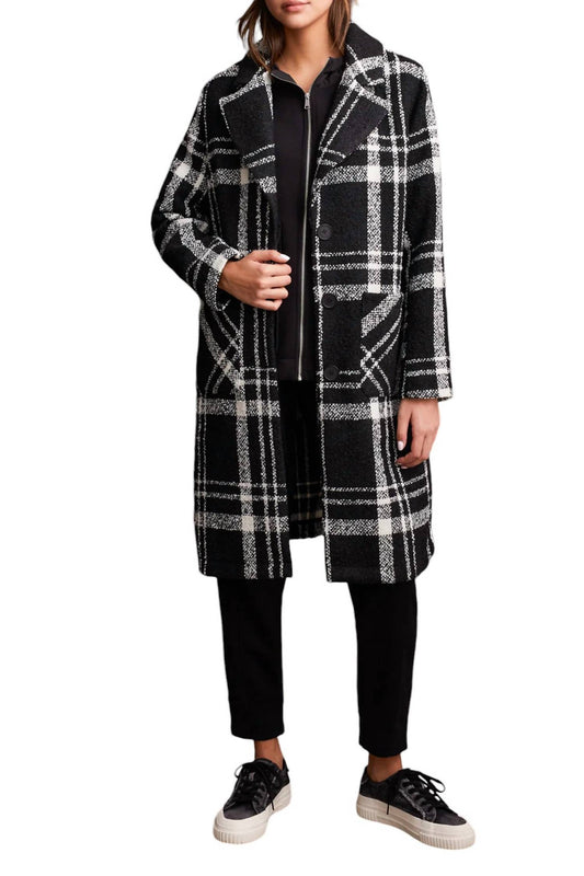 Tribal - Texture Boucle Plaid Duster Button-up Coat Jacket