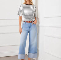 Karen Kane - Stripe Short Sleeve Top - Petite