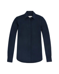 Ann Mashburn Classic Blouse in navy silk crepe de chine - women's blouse - alternate view