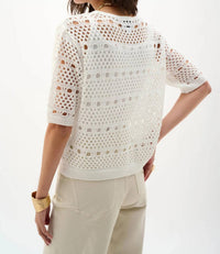 Joseph Ribkoff - Open Knit Short Sleeves Cardigan
