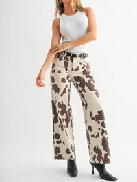 Abercrombie & Fitch - Cow Print Wide Leg Jeans