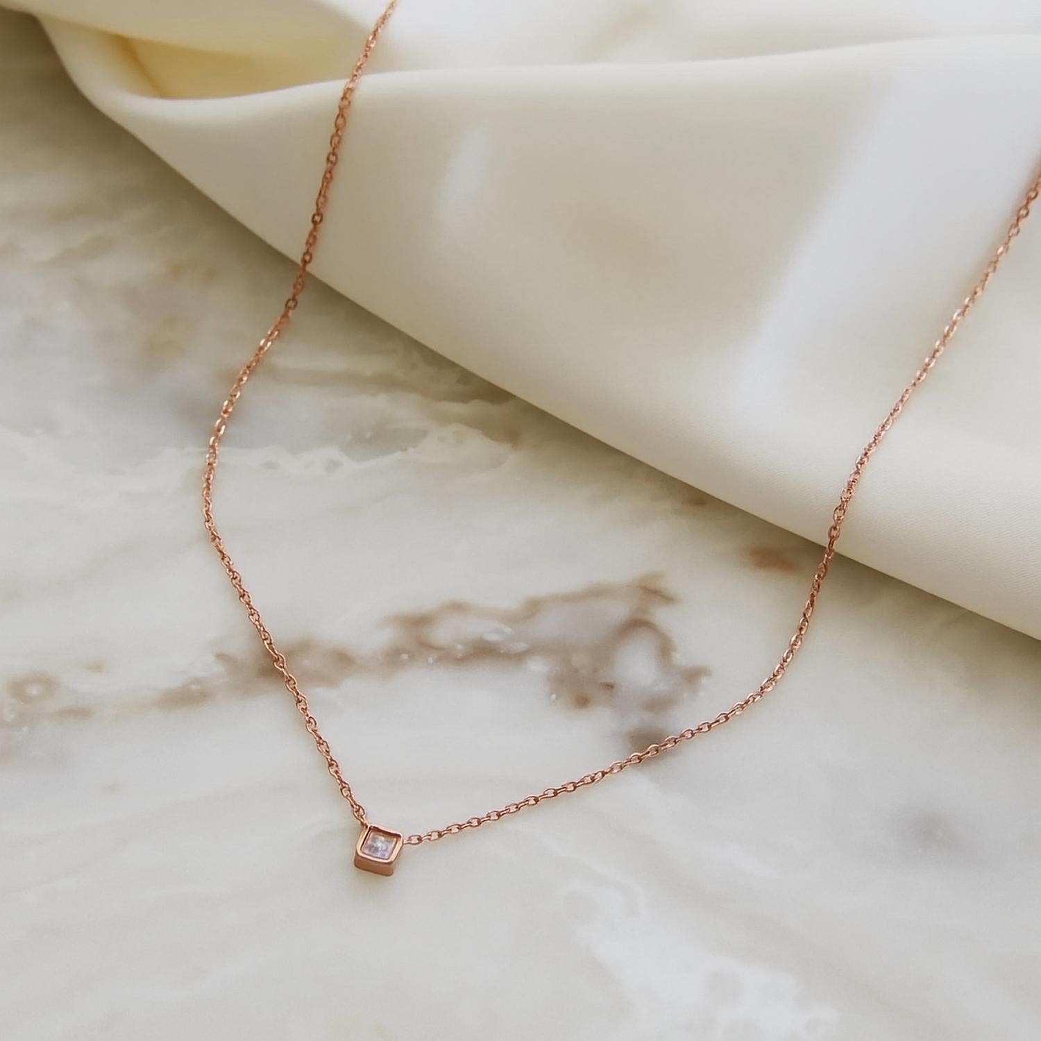 Maive - Women's Square Petite Stone Necklace