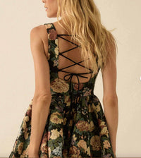 Promesa - Floral Jaquard Tapestry Fit-and-Flare Romper