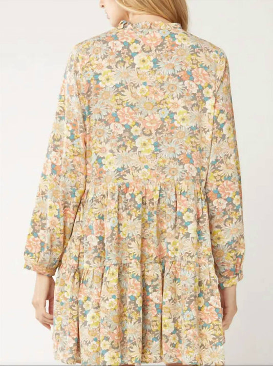 Entro - Floral Tiered Long-sleeved Dress