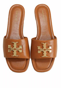 TORY BURCH Women's Eleanor Leather Slides in caramel - women's sandal - alternate view