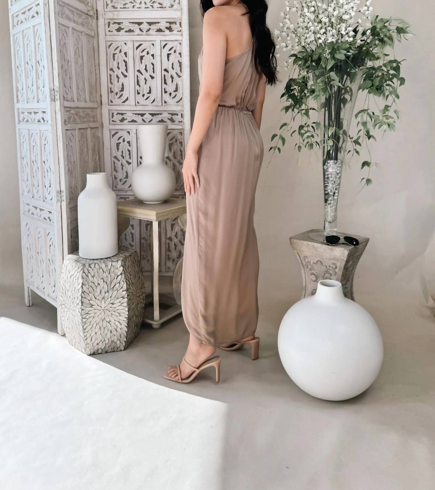 young fabulous & broke Siren Slip Dress in shitake - women's dress - alternate view