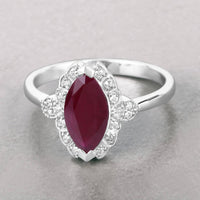 Diana M Jewels Women's Marquise Natural Ruby Fashion Ring (1.54 Ct) - Classic in 14k white gold - women's jewelry - alternate view