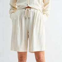 Fun 2 Fun - High-waist Linen Shorts