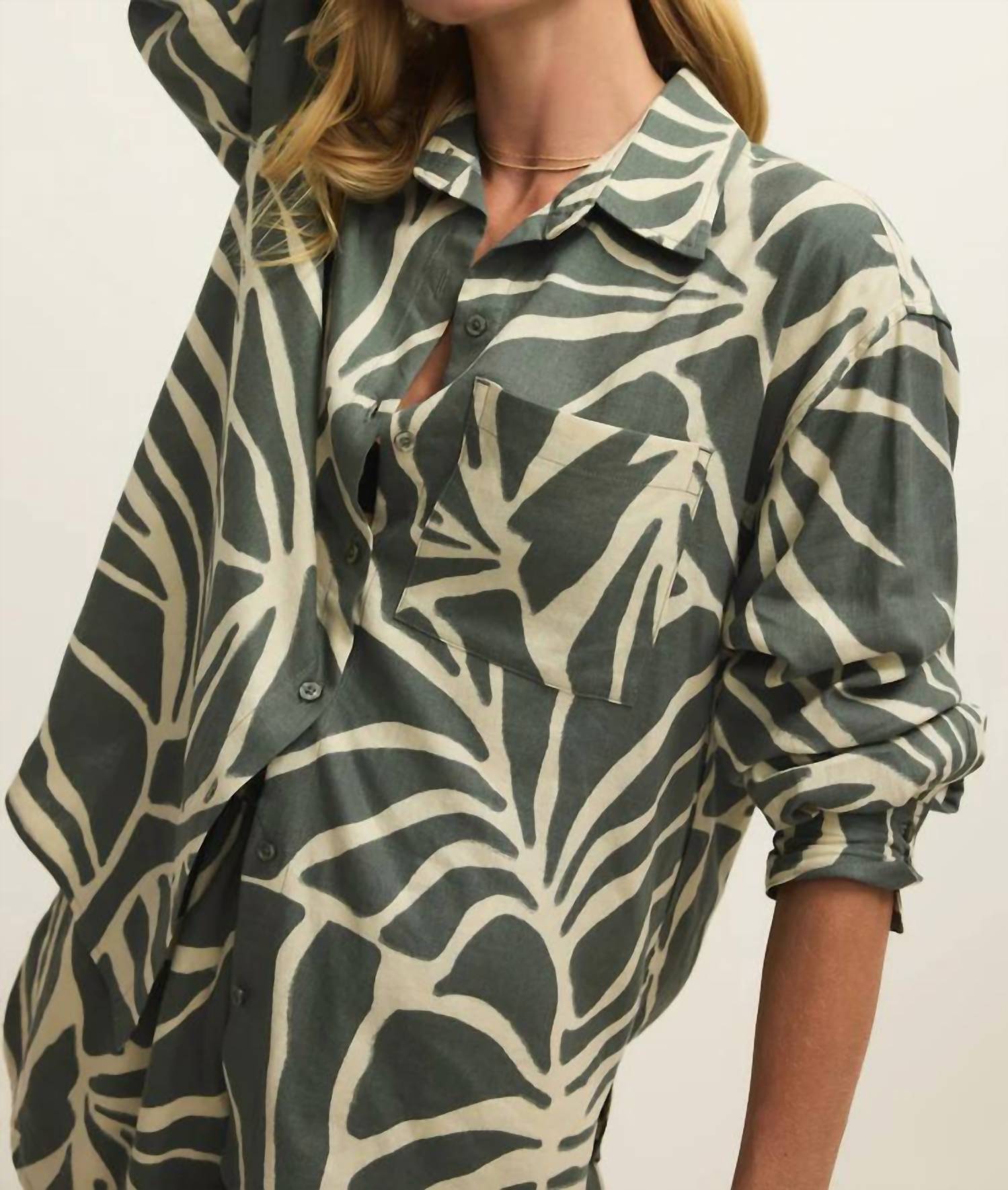 Z Supply - Alfie Tova Palm Linen Button Up Shirt