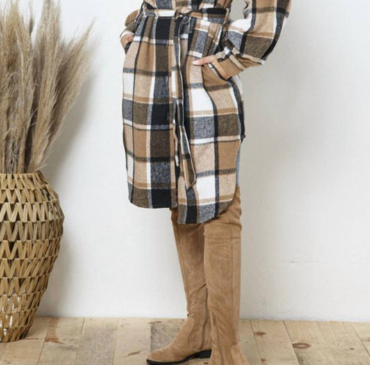 Blue B - Neive Plaid Tie Front Shacket