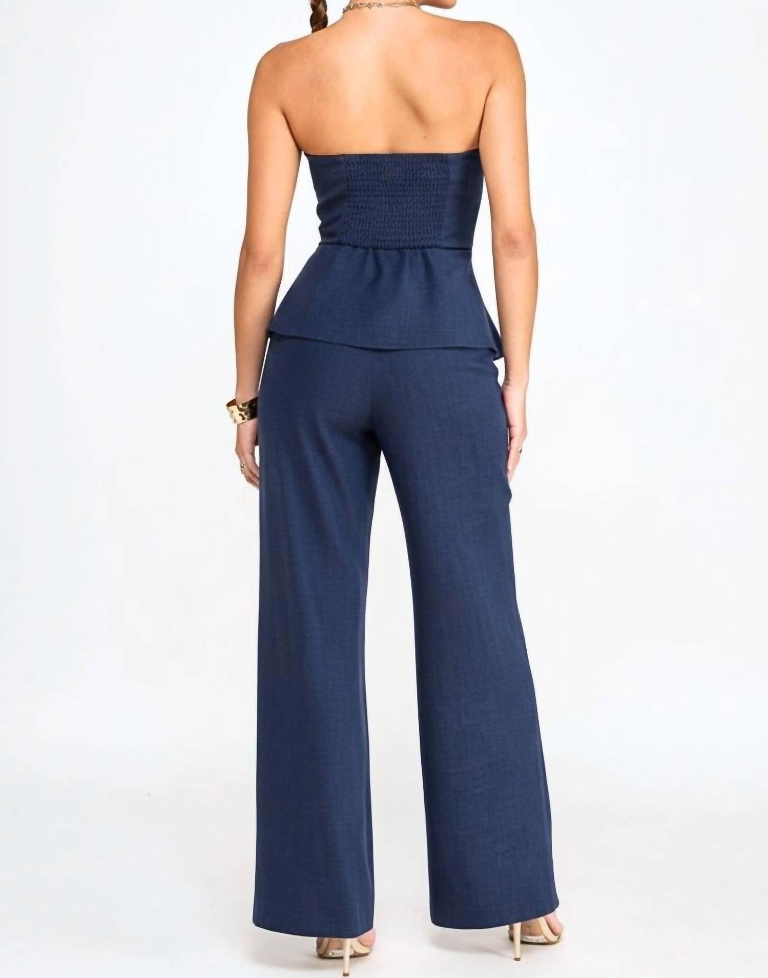 Milk & Honey - Catalina Large Button Embellished Strapless Jumpsuit