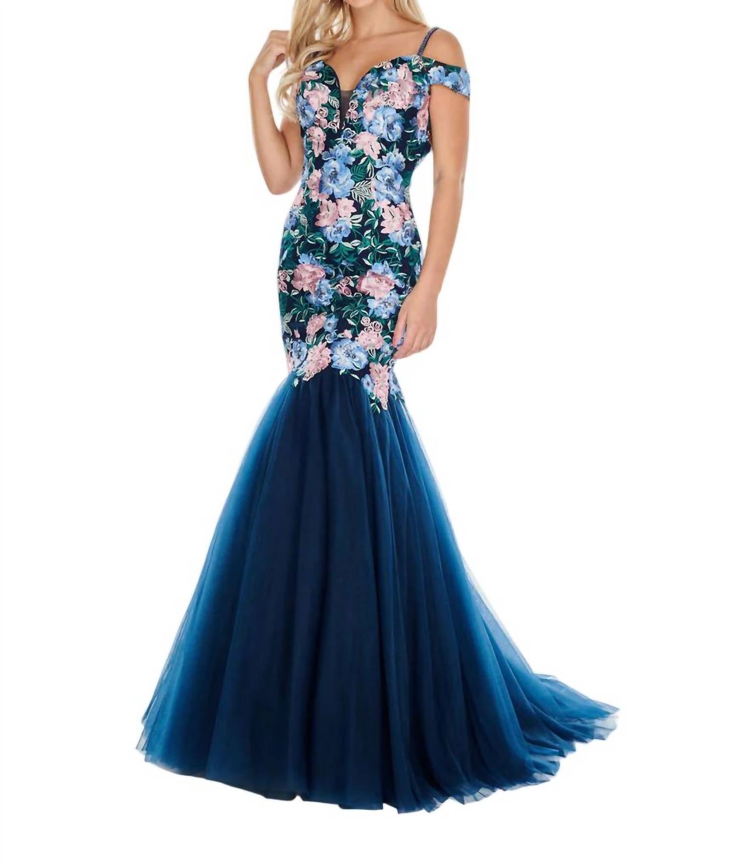 Rachel Allan - Embroidered Floral Mermaid Dress