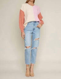 Dee Elly - Multi Color Long Sleeve Knit Sweater