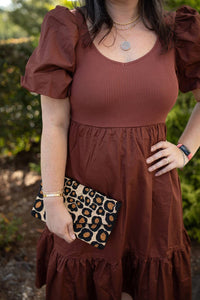 Mittoshop - Mix Media Puff Sleeve Midi Dress