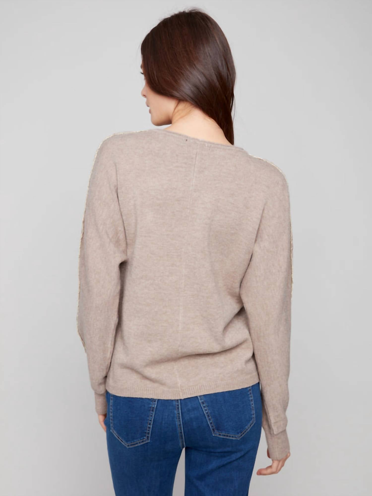 Charlie B - Metallic Sleeve Sweater