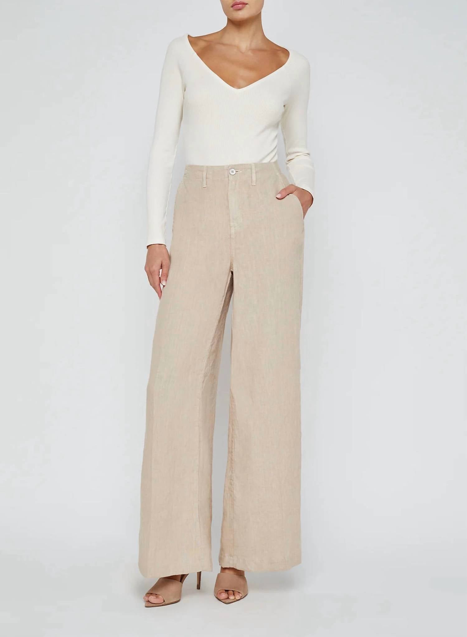L'Agence Brie High Rise Wide Leg Pants in doeskin - women's pants - view 4
