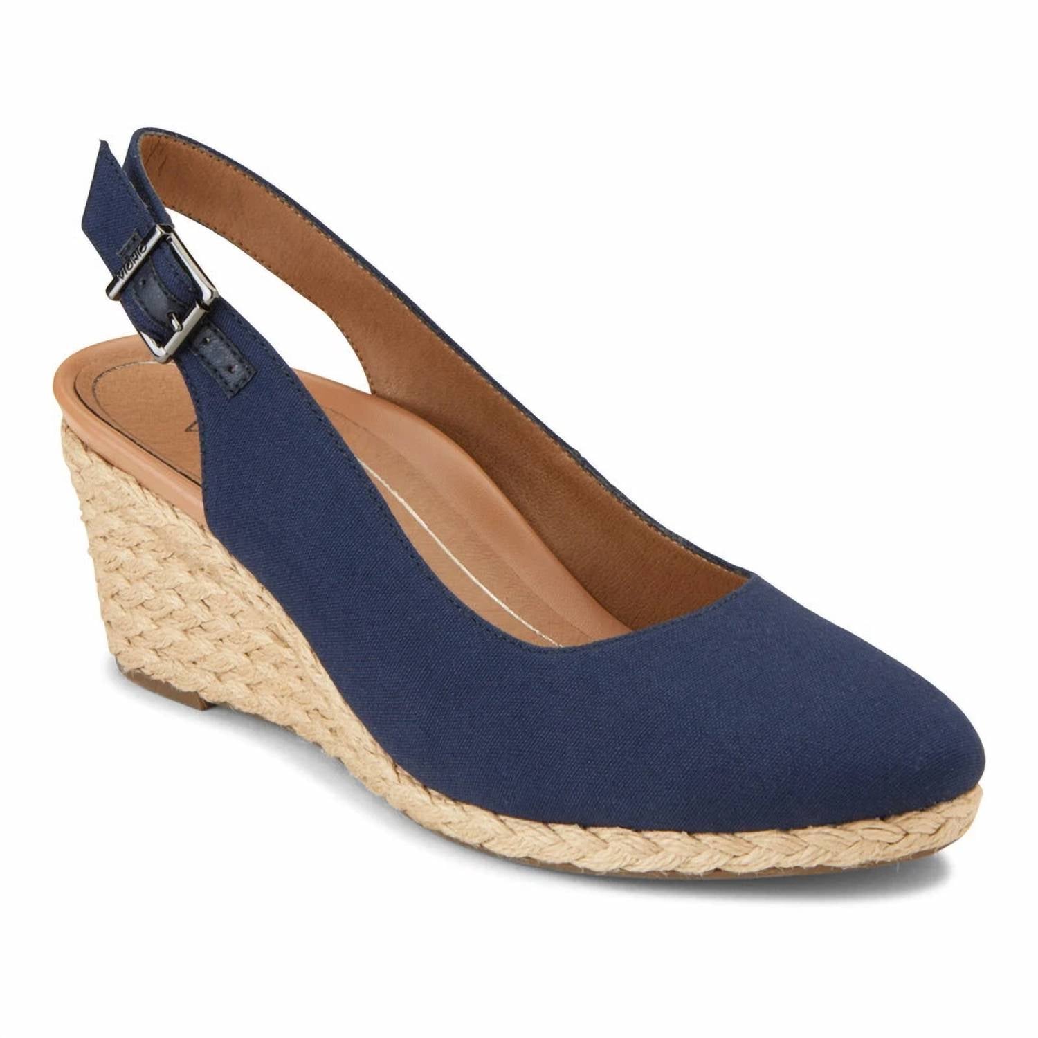 VIONIC Women's Carolina Slingback Wedge Shoes in navy - women's shoe