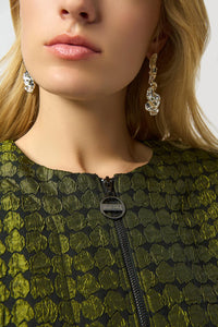 Joseph Ribkoff - Polka Dot Print Jacquard Swing Jacket