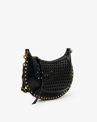 ISABEL MARANT Women's Oskan Moon Soft Leather Shoulder Bag in black - women's bag - detail view