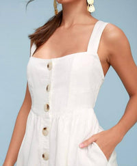 Free People Button-up Mini Dress in white - women's dress - alternate view