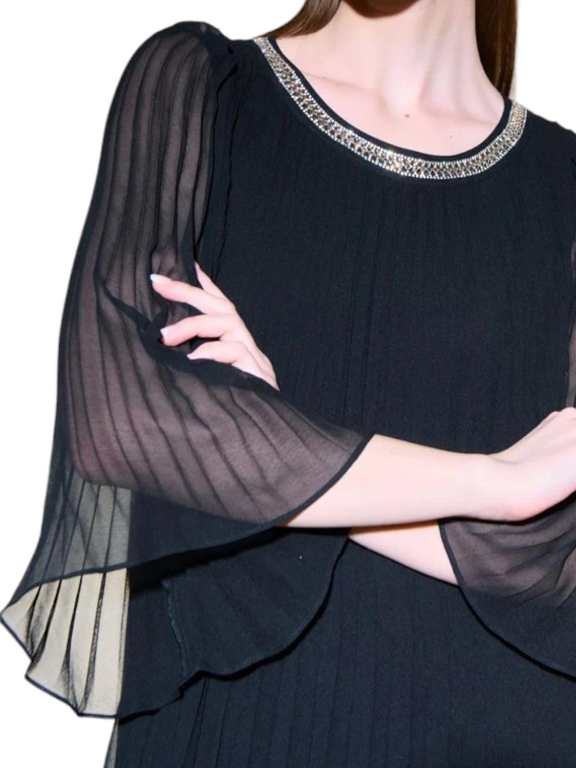 Joseph Ribkoff - Pleated Chiffon Trapeze Dress