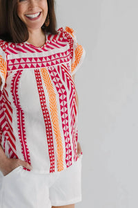 Thml - Finley Flutter Sleeve Knit Pattern Top