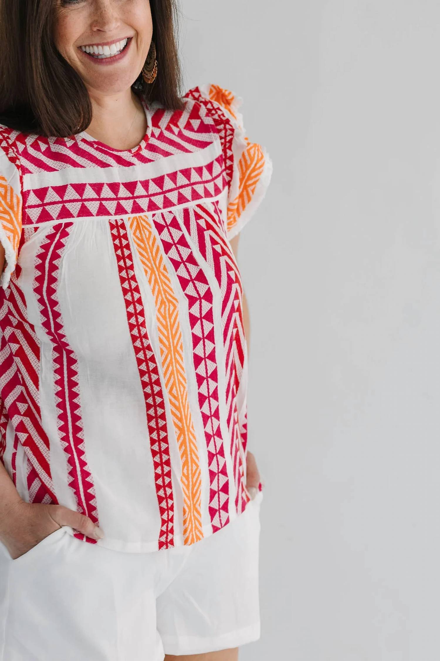 Thml - Finley Flutter Sleeve Knit Pattern Top